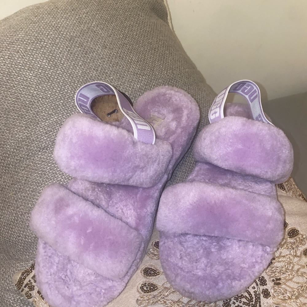 UGG Lavender Fuzzy Sandals